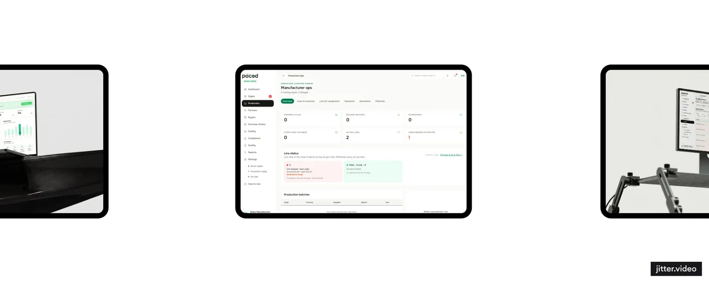 Pacod product screens — manufacturer ops, quality control and buyer overview